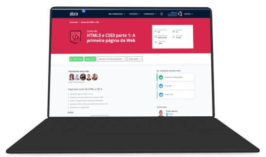 Uma tela de Notebook aberto no site da alura